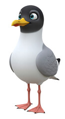 Cartoon gull with piercing blue eyes