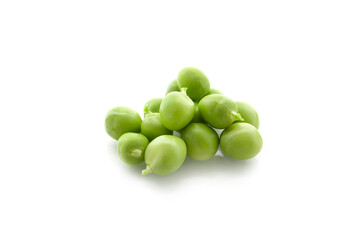green pea pods isolated on a white background
