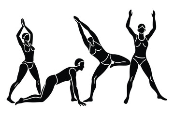 College Yoga Competitions Silhouette Vector  Dynamic Wellness Event Illustration for Student Athletes