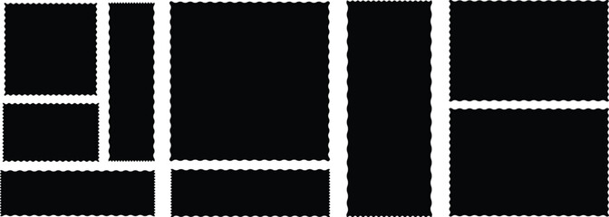 Rectangle Frames with zigzag and Wavy Edges Decorative Borders and Shapes Vector Sticker Frame Design Elements	