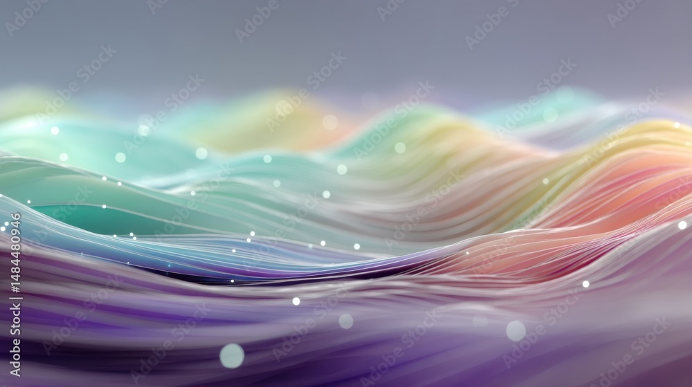 Poster Abstract Colorful Wavy Layers With Bokeh Effect, Representing Creativity and Innovation in a Modern Design Concept for Digital Art and Technology : Generative AI
