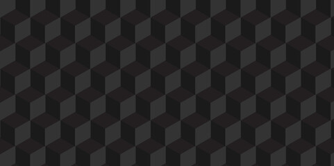 Seamless abstract black and gray background from cubes and lines. Geometric tiles and mosaic creative stylish seamless pattern block cube background. minimal hexagon Cubes mosaic shape vector design