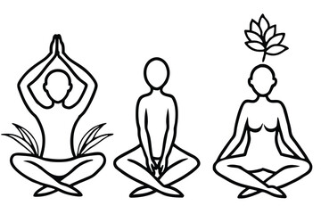 Yoga Meditation Combo Silhouette Vector Mindfulness and Wellness Illustration for Calm and Balance