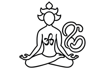 Yoga Om Symbol Silhouette Vector Spiritual Wellness Illustration for Meditation and Inner Peace