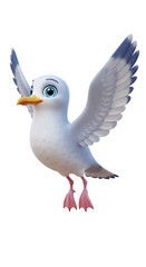 Fototapeta premium Cartoon seagull soars with open wings
