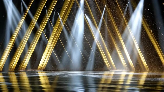 gold white elegance stage show with spotlight in dark backdrop background
