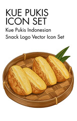 Kue pukis Indonesia snack logo vector Icon set