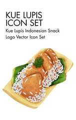 Kue lupis indonesian snack logo vector Icon set