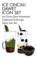 Ice cincau dawet indonesian tradisional drink logo vector Icon set