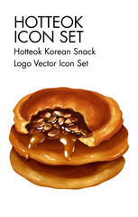 Hotteok korean snack logo vector Icon set