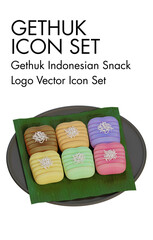 Getuk indonesian snack logo vector Icon set