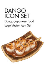 Dango japanese Food logo vector Icon set