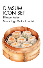 Dimsum asian snack logo vector Icon set