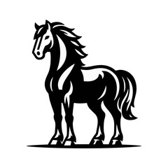 Vintage Black and White Rearing Horse Vector Featuring Stallion in Powerful Pose for Tattoo Poster and Animal Art Branding