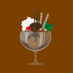 Delicious chocolate ice cream icon logo flat vector design