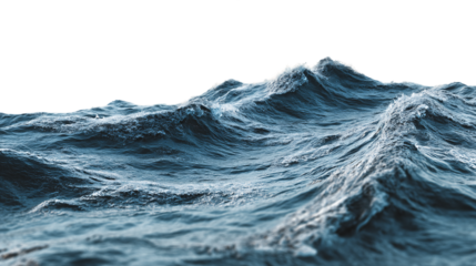 Abstract Blue and Gray Wavescape on Transparent Background, PNG