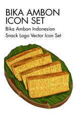 Bika Ambon indonesian snack logo vector Icon set