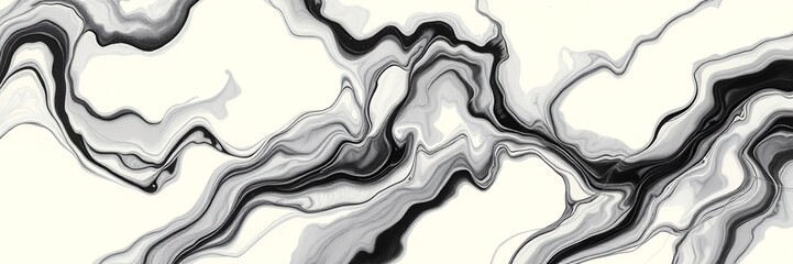 Abstract Black and White Marble Texture Swirl Design Background