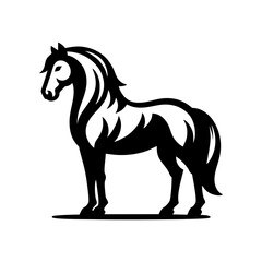 Classic Horse Illustration in Engraved Style Featuring Rearing Pose in Monochrome for Tattoo Poster or Equestrian Brand Use