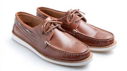 Pair of brown leather boat shoes