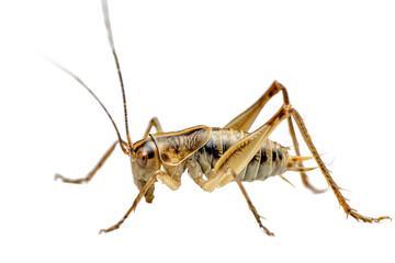 Close-up of a Pale Brown Bush Cricket Insect with Long Antennae