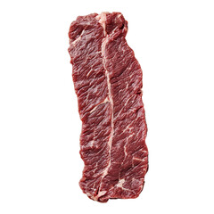 fresh raw flank steak, thin cut lean beef with marbling


