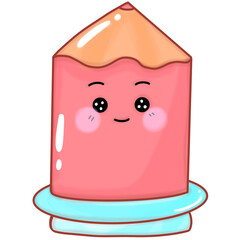 Set of cute cartoon kawaii back to school element cartoon illustration