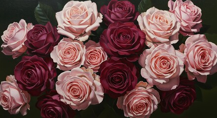 Obraz premium Roses in Burgundy and Blush: A Luxurious Floral Still Life