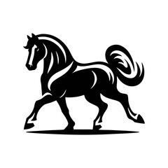 Vintage Equestrian Stallion Vector in Rearing Position with Flowing Tail and Mane for Poster Tattoo and Animal Branding Use
