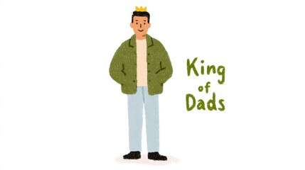 King of Dads: Illustration of a father with a crown, symbolising the love and respect for fathers and fatherhood.
