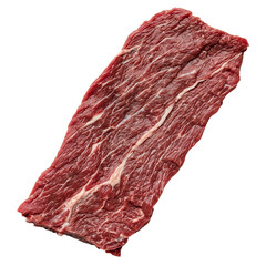 uncooked flank steak cut, lean beef with visible texture

