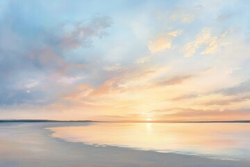 Obraz premium Serene sunset over tranquil beach