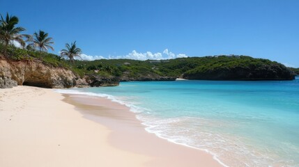 Fototapeta premium Secluded Tropical Beach Paradise: Caribbean Coastal Serenity