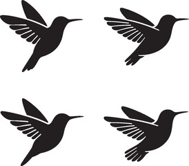 Obraz premium Hummingbird Silhouettes Flying Set