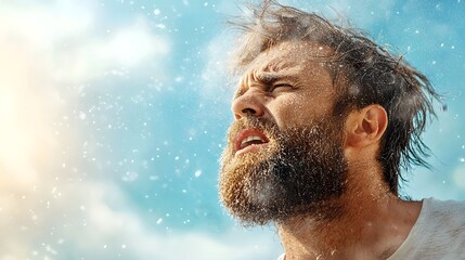 image of a person in tight sweaty clothing under the sun highlighting the risk of developing heat rash due to excessive sweat buildup and exposure to high temperatures