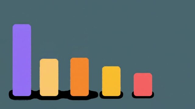 Colorful bar graph decreasing trend