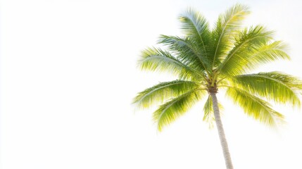 Obraz premium Isolated tropical palm tree on bright sunny white background