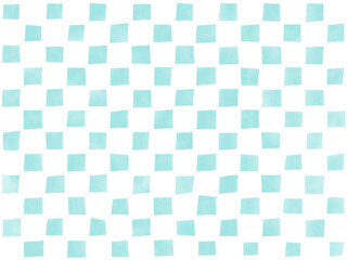 手描き背景　水彩　チェック　水色