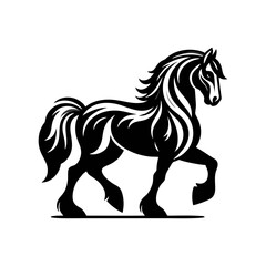 Black and White Rearing Horse in Engraved Woodcut Style for Tattoos Posters or Logos Featuring Powerful Motion and Detail