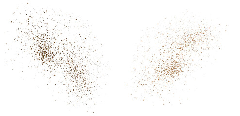 Fototapeta premium Editable flying coffee grain grunge texture brown particle confetti illustration background