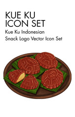 Kue ku indonesian snack logo vector Icon set