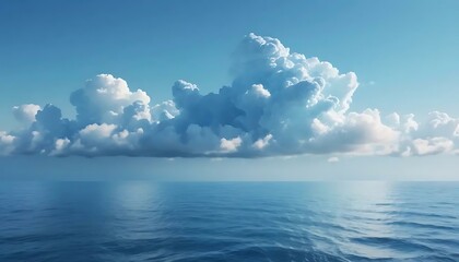 Naklejka premium Fluffy white clouds drift serenely across a gradient blue sky in a calming, peaceful composition.
