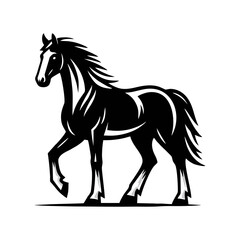 Vintage Poster Style Vector of Black Stallion in Rearing Motion for Tattoo Design or Traditional Animal Illustration Brandin