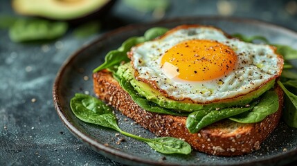 Avocado toast with fried egg and spinach (7)