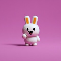 Obraz premium 3D chibi bunny whispering with hand beside mouth