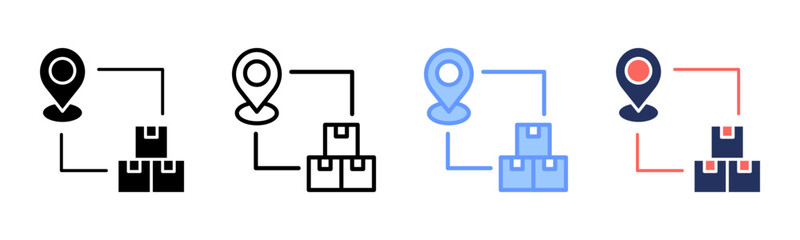 Logistics icon sheet multiple style collection