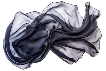 Delicate dark gray sheer fabric drapes gracefully