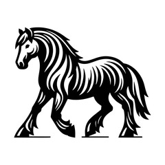 Vintage Stallion Vector Art in Bold Black and White Style with Rearing Pose and Flowing Mane for Posters Tattoos and Branding