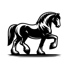 Traditional Line Art Vector of Black Horse in Rearing Pose with Detailed Body and Hair Lines for Poster Tattoo or Branding Design
