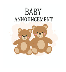 Cute Baby Announcement Square Vector Illustration Set - Pastel Designs-06